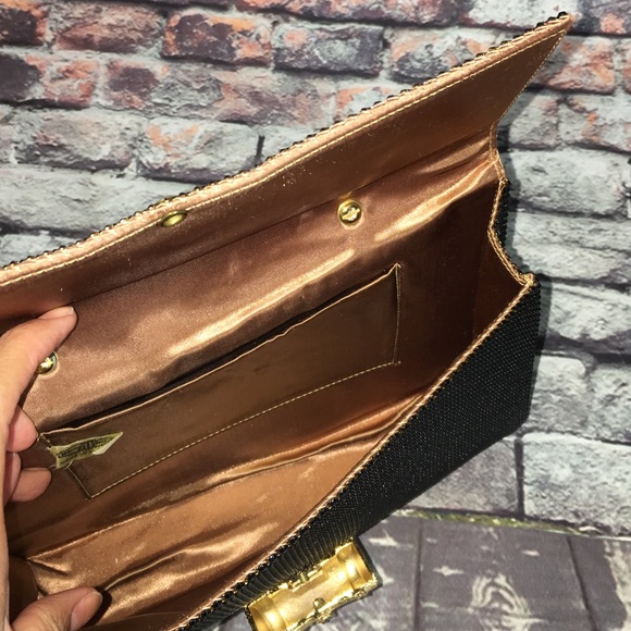 Whiting & Davis Vintage Mesh Black gold Purse - Picture 6 of 8